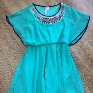 Sea Blue Sundress with Beaded Detail